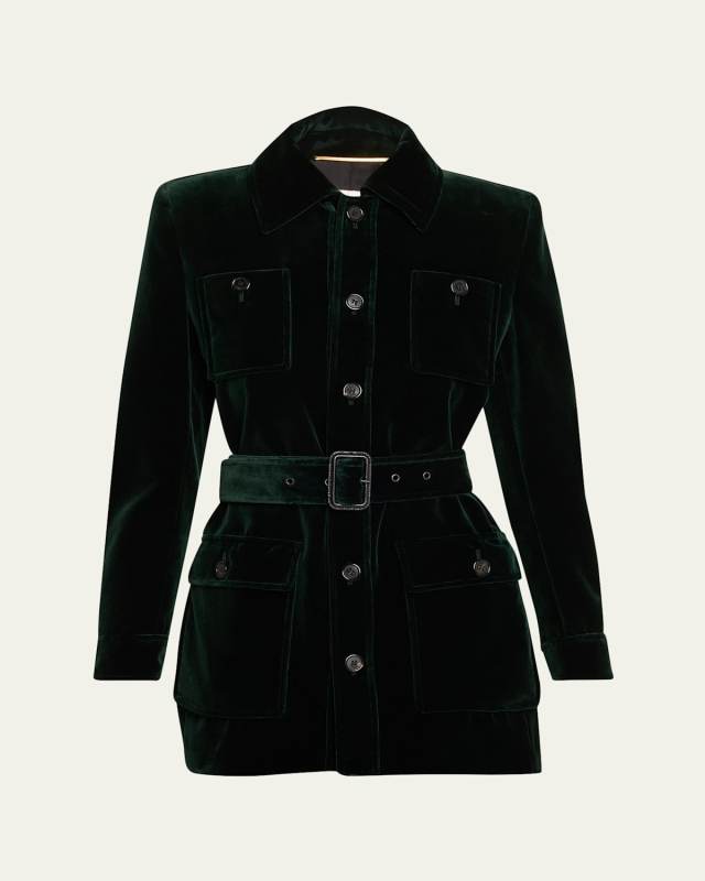 Saharienne Belted Cotton Velvet Jacket